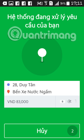 Xử lý yêu cầu gọi xe của người dùng