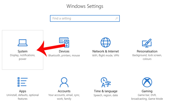 Nhấn chọn System