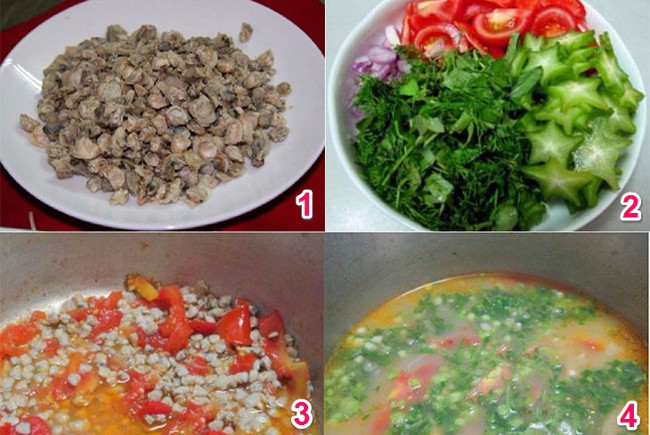 Canh hến nấu khế chua Canh hến nấu khế chua