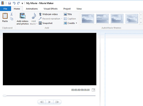 Giao diện Windows Movie Maker