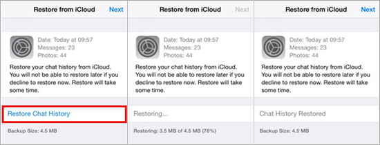Bấm chọn Restore Chat History Bấm chọn Restore Chat History