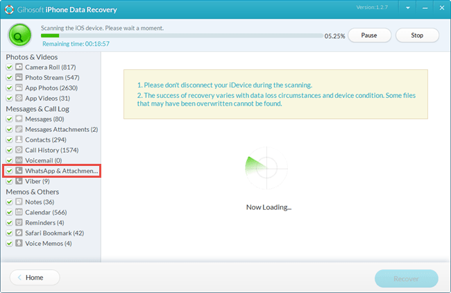 Quét tin nhắn WhatsApp trong mục WhatsApp & Attachment Quét tin nhắn WhatsApp trong mục WhatsApp & Attachment