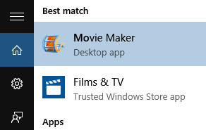 Tìm Movie Maker trong Search box