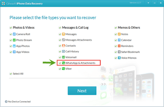 Tìm WhatsApp & Attachment trong giao diện iPhone WhatsApp Recovery Tìm WhatsApp & Attachment trong giao diện iPhone WhatsApp Recovery