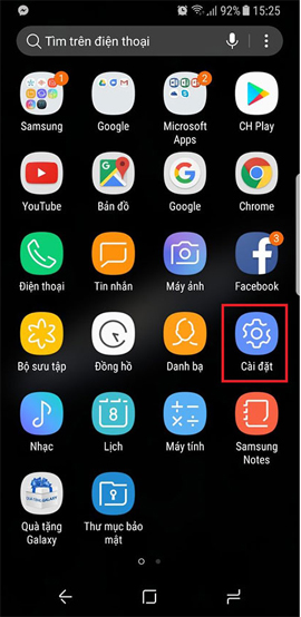Cài đặt trên Galaxy S8 Cài đặt trên Galaxy S8