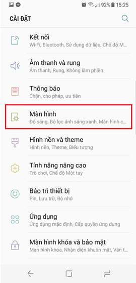 Thiết lập màn hình trên Galaxy S8 Thiết lập màn hình trên Galaxy S8