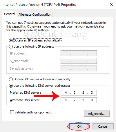 Nhập dãy DNS mới
