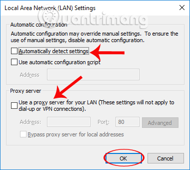 Điều chỉnh thiết lập kết nối mạng 