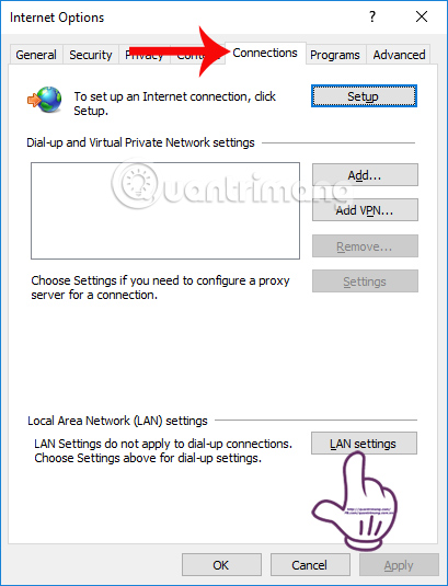Internet Options trên trình duyệt IE