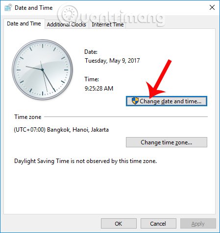 Chỉnh sửa thời gian trên máy tính