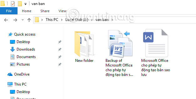 File sao lưu văn bản trên Word