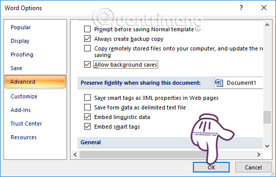 Lưu lại thay đổi trên Word