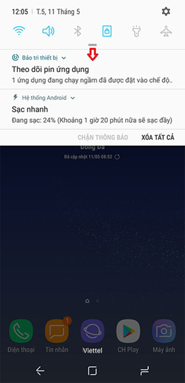 Kéo ngăn thông báo Galxy S8