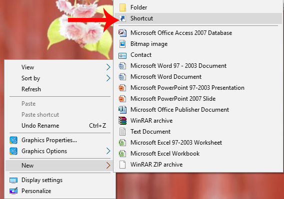 Nhấn chọn Shortcut trên Desktop Nhấn chọn Shortcut trên Desktop