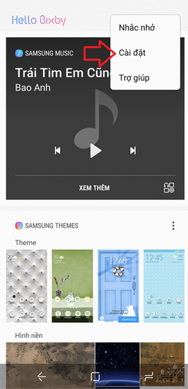 Cài đặt trên Hello Bixby Cài đặt trên Hello Bixby