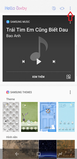 Tùy chọn trên Hello Bixby