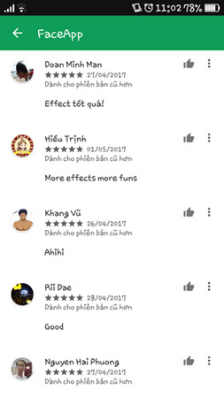Người dùng đánh giá FaceApp khá tốt