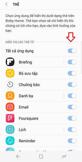 Danh sách ứng dụng xuất hiện trên Bixby