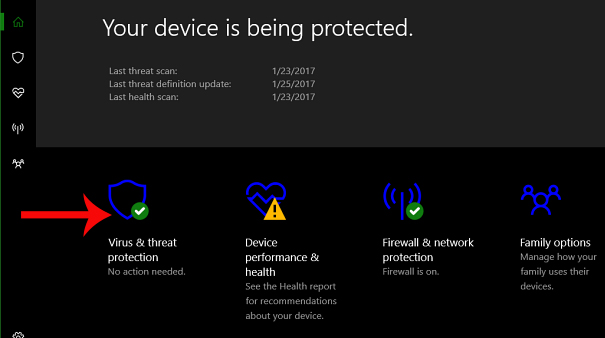 Nhấn chọn Virus & threat protection