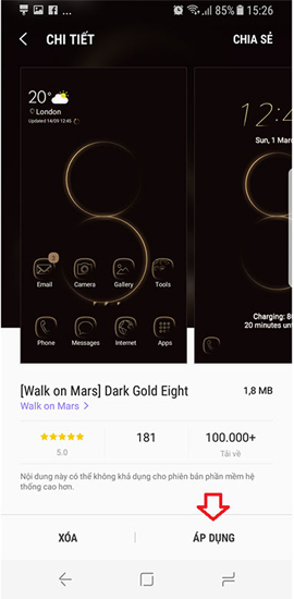 Áp dụng theme mới cho Galaxy S8