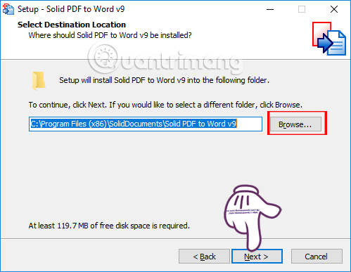 Nhấn Install cài đặt Solid PDF to Word