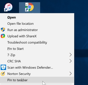 Kích chuột phải vào ứng dụng và chọn Pin to taskbar