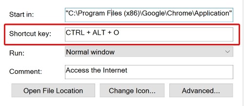 Tạo phím tắt cho ứng dụng