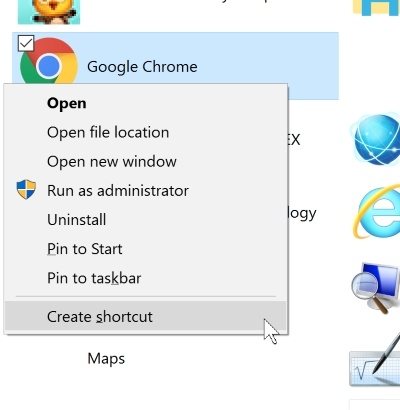 Kích chuột vào Create Shortcut
