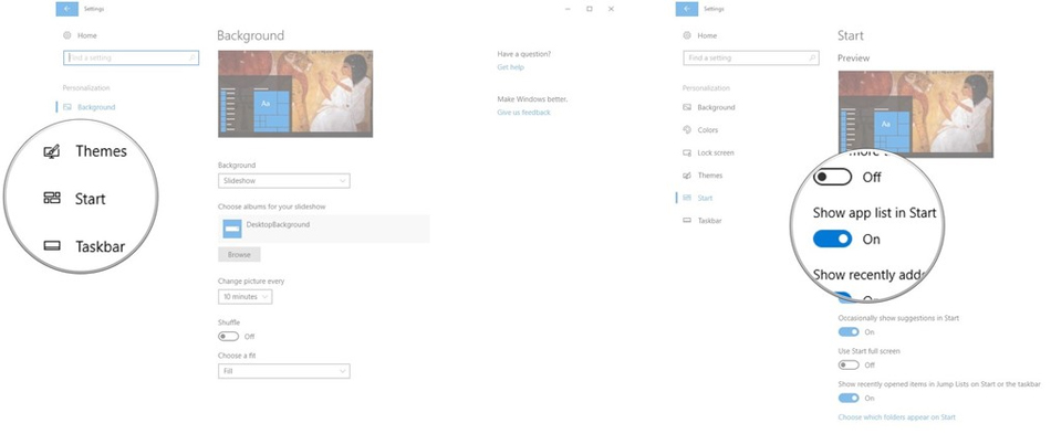 Tùy chỉnh ứng dụng tại Start menu Tùy chỉnh ứng dụng tại Start menu