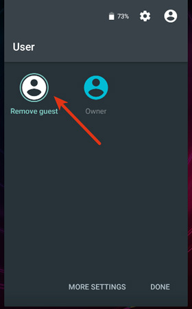 Nhấp vào biểu tượng Remove Guest để thoát chế độ khách