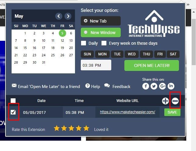 Tích vào ô bên cạnh thời gian, sau đó nhấp vào biểu tượng "-" để xóa trang web
