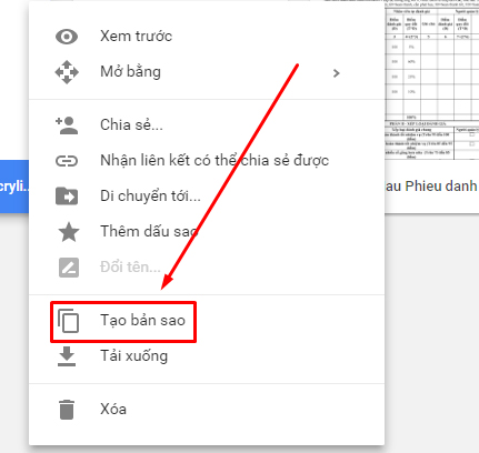 Tạo bản sao file trên Google Drive