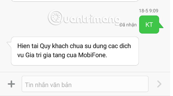 Chưa đăng ký dịch vụ Mobifone