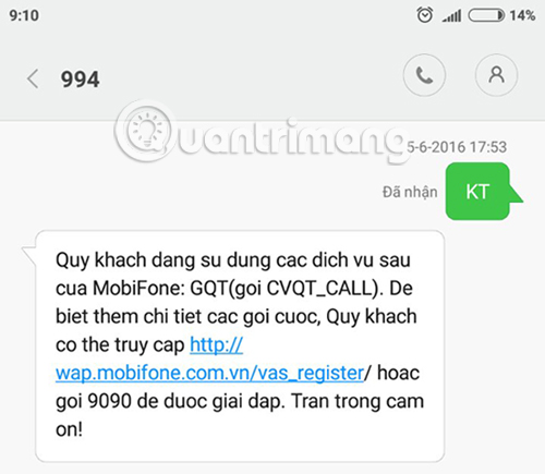 Kiểm tra dịch vụ Mobifone