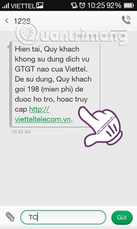 Tin nhắn kiểm tra dịch vụ Viettel