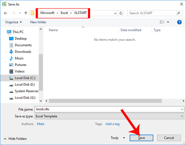 Tạo file trong thư mục khởi động Excel