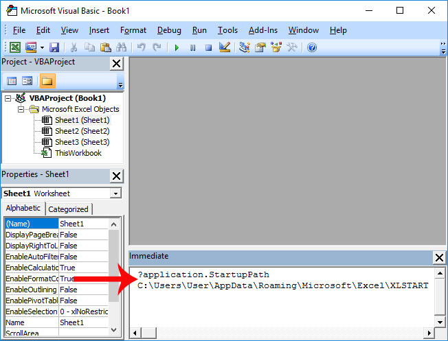 Đường dẫn tới thư mục khởi động Excel