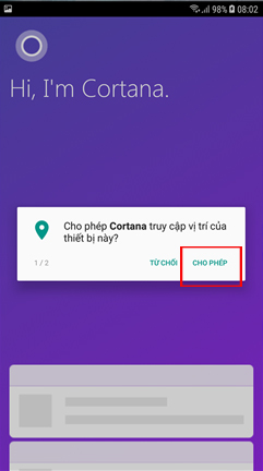 Cấp quyền truy cập cho Cortana