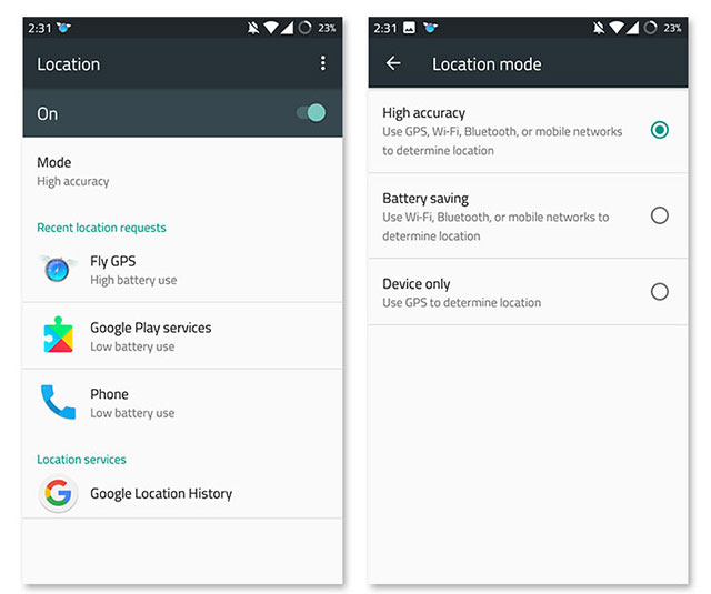 Chọn mức độ chính xác cho địa điểm