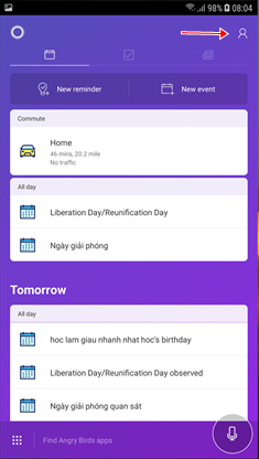Nhấn chọn biểu tượng cá nhân 