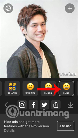 Áp dụng bộ lọc Smile Áp dụng bộ lọc Smile