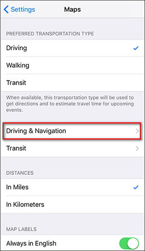 Chọn Driving & Navigation