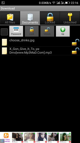 Chọn tập tin muốn khóa