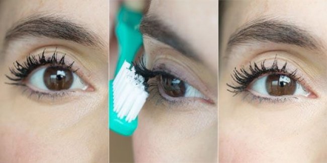 Dùng bàn chải đánh răng lấy đi phần mascara bị dư