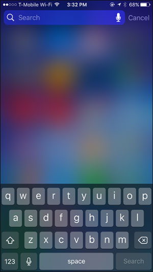 Giao diện tìm kiếm trên iPhone
