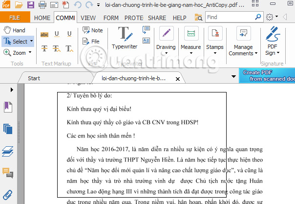 Nội dung PDF không thể sao chép