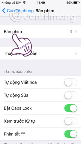 Danh sách bàn phím trên iPhone