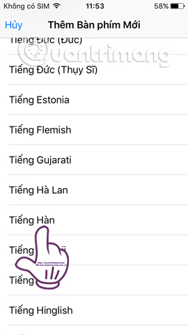 Chọn ngôn ngữ Tiếng Hàn