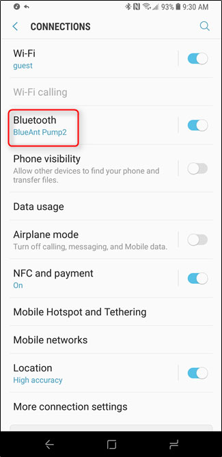 Bật kết nối Bluetooth