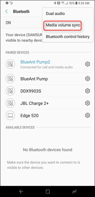 Lựa chọn Media Volume Sync